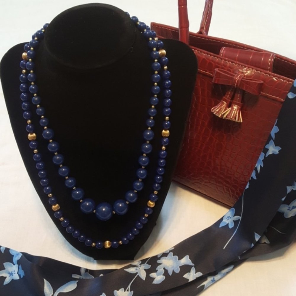 Classic Navy Blue and Gold Necklace Bundle